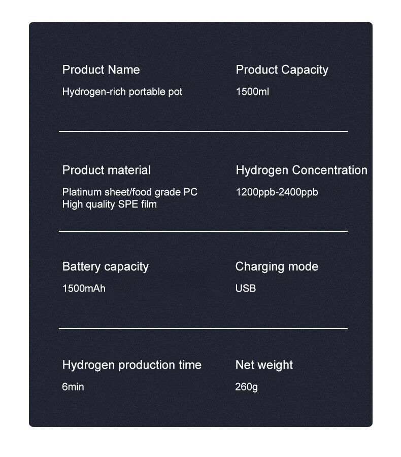 RGX Hydrogen Water Bottle – 1.5L Portable H2 Generator